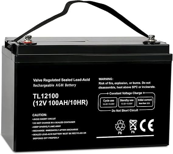 Weize Deep Cycle AGM 12 Volt 100Ah Battery, Maintenance-Free, 3% Self-Discharge Rate, 1150A Max Discharge Current, Perfect for RV, Solar, Trolling Motor, Wind, Marine, Camping and Off-Grid System