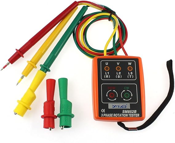 SM852B 3 Phase Sequence Rotation Tester LED Indicator Detector Checker Meter