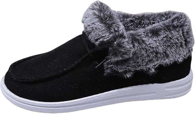 Boots For Women 2025 Ankle Booties Warm Fur Lined Winter Snow Boots Short Booties Comfortable Slip On Loafers Shoes