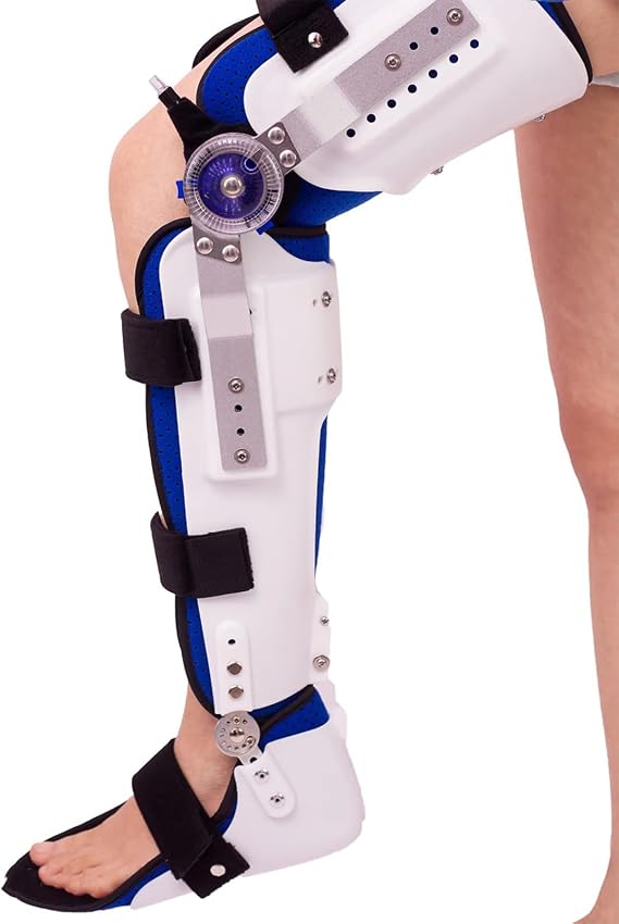Knee Abduction Splint, Hip Knee Ankle Foot Orthosis, Adjustable Knee, Ankle and Foot Brace, Foot Ankle Orthosis, Foot Protector, Post-Operative Leg Fracture,White-(Left)