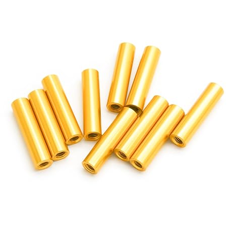 10pcs M3x20mm Aluminum Anodized Spacer Standoff (Gold)