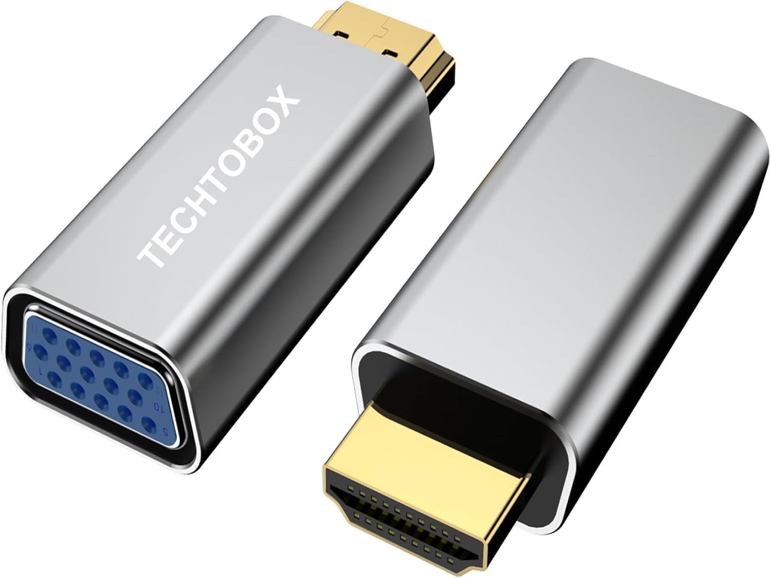 TECHTOBOX HDMI to VGA Adapter |Gold-Plated| HDMI Male to VGA Female 1920  1080P UHD Adapter for Computer, Desktop, Laptop, PC, Monitor, Projector, HDTV, Chromebook, Raspberry Pi, Roku, Xbox and More