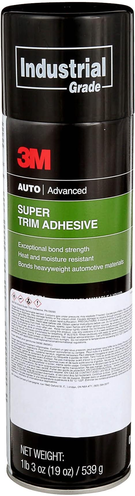 3M Super Trim Adhesive 08090, Clear Color, Lightweight, Long Bonding, 19 oz | Easy To Apply, Automotive and Household Uses