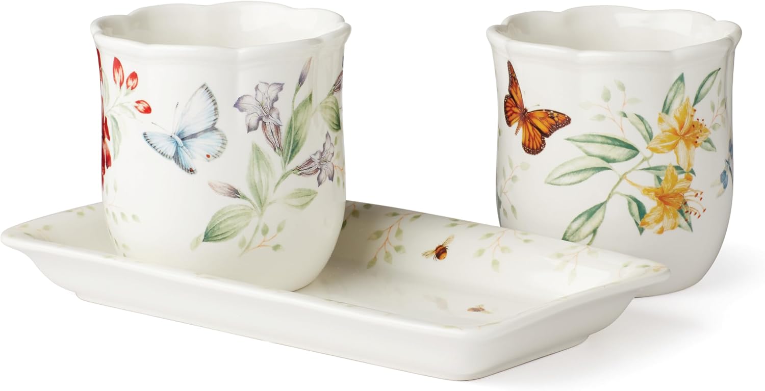 Lenox 895241 Butterfly Meadow 3-Piece Herb Pots & Tray Set