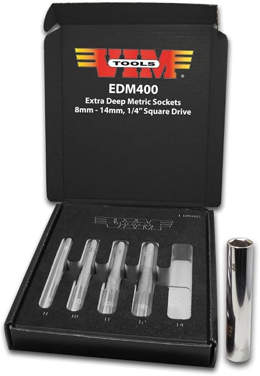 VIM Tools EDM411 11mm Extra Deep Metric socket, 1/4" square drive, chrome