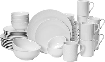 Mikasa 5224196 Cheers 40-Piece Dinnerware Set, Service for 8, White