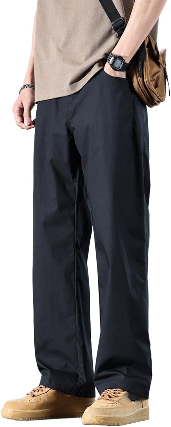 Casual Wide-Leg Trousers, Loose Men's Long Pants