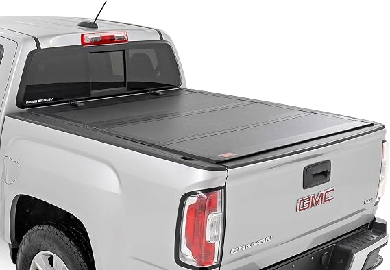 Rough Country Hard Tri-Fold Truck Bed Tonneau Cover for Chevy Colorado & GMC Canyon (2015-2026) - Aluminum Flip-Up Folding Bed Cover, Fits 5' (60") Bed