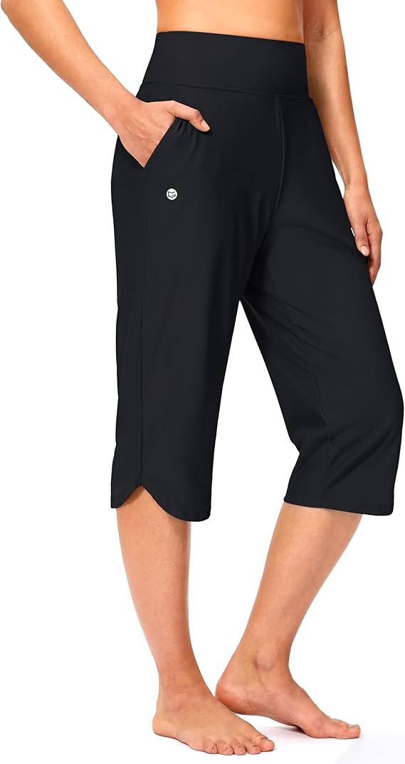 G Gradual Women's 18'' Swim Capri Pants with Pockets