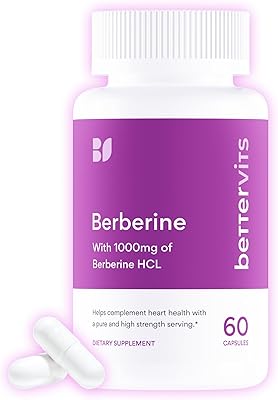 Bettervits Berberine 1000mg HCL for Optimal Absorption | Berberine Supplement for Metabolism and Weight Management | 60 Vegan Capsules