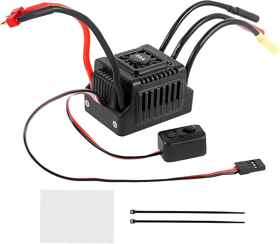 RC Brushless ESC 60A, WSDT-60A RC Brushless Waterproof 60A ESC for 1/10 RC Scale RC Car, Indispensable Accessory for Modification Enthusiasts (T Plug)