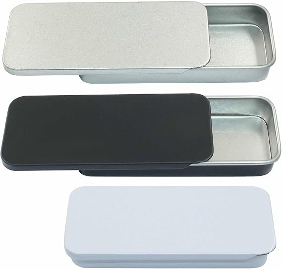 3 Pcs Mini Metal Tin Box Containers with Lids, Small Metal Slide Top Tin Empty Containers for Candies Jewelry Pills Storage Kit