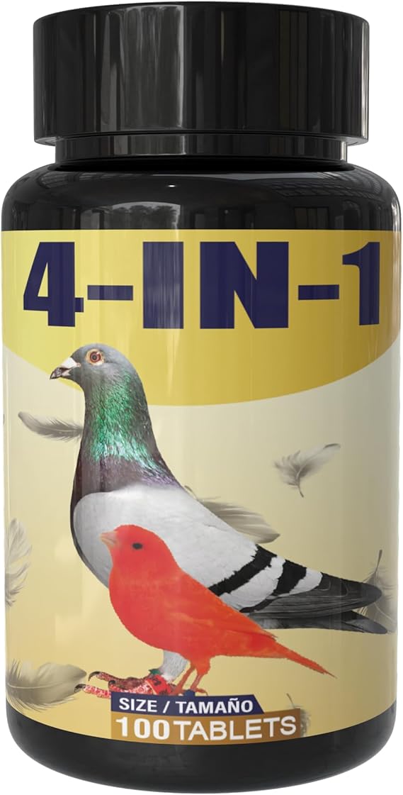 4-in-1 Health Supplement Tablets for Pigeons and All Birds, 100 Tablets