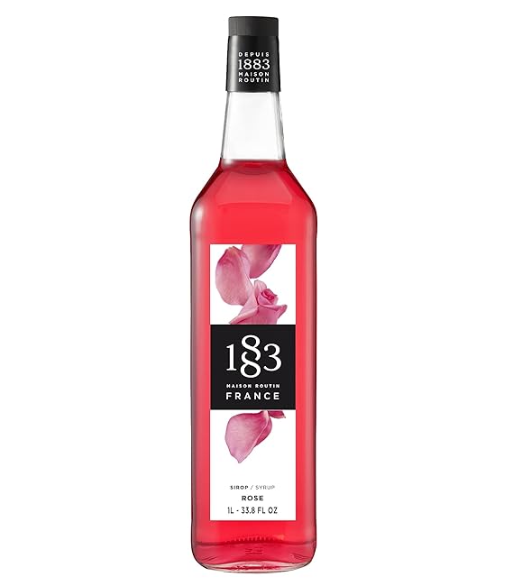1883 Rose Syrup for Drinks, Made in France, 1 Liter Glass Bottle