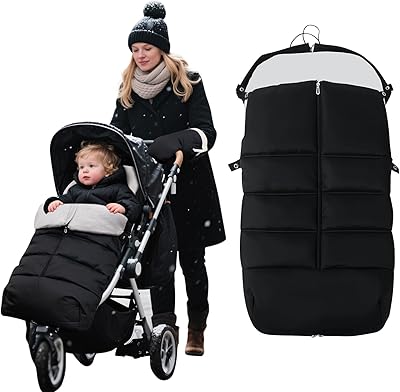 KAKIBLIN Stroller Footmuff, Baby Footmuff for Stroller, Universal Bunting Bag for Babies Compatible with Most Strollers,Waterproof, Winter Sleeping Bag for Newborn to Toddler 105x46cm