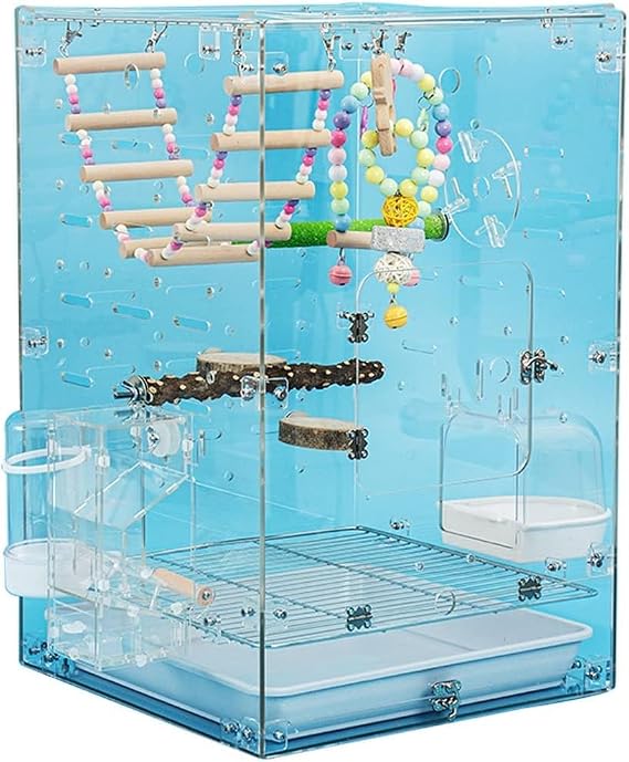 JOLUCE Original Bird Cage Bird Cage for Parakeets Wide Transparent Acrylic Ornamental Bird Cage, Pet Shop Parrot Breeding Cage, Easy-to-Clean Portable Lovebird Cage