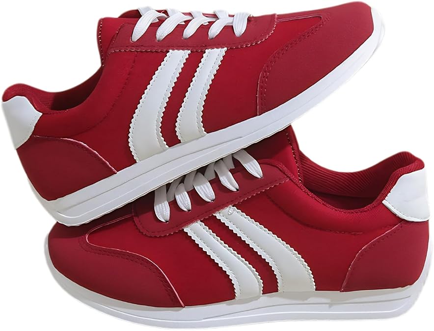 Retro Sneakers Faux Suede Stylish Trendy Double-Stripe Design + Casual Everyday Wear + Soft Cushioned Insole for All-Day Comfort + Non-Slip Outsole