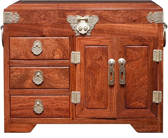 Jewelry Box Mahogany Jewelry Box Wooden Dressing Box Treasure Box Earring Storage Box Jewelry Box Organizer (Color : 1, Size : 29x20x24CM)