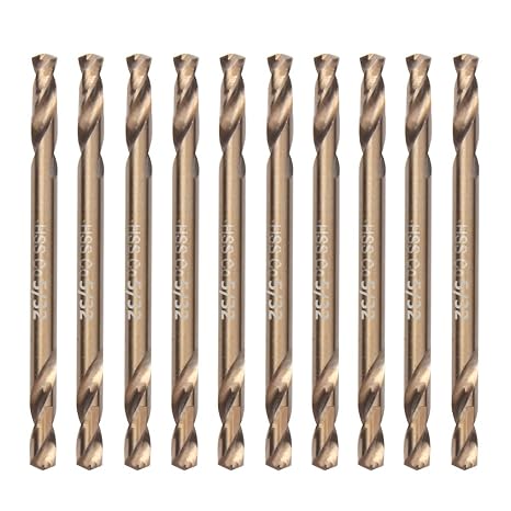 5/32" Cobalt Drill Bits(10PCS), M35 HSSCO High Speed Steel Double Ends Stubby Body Twist Drill Bit Set for Hardened Metal, Stainless Steel, Cast Iron, Plastic and Wood
