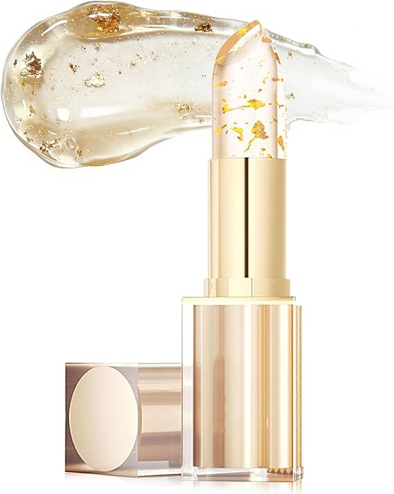 Clear Changing Lipstick With Gold Foil, PH Adjusting Long-Lasting &amp; Moisturizing Glitter Lip Stick, Transfer-Proof, 24H Moisturizing Glossy Shine For Women