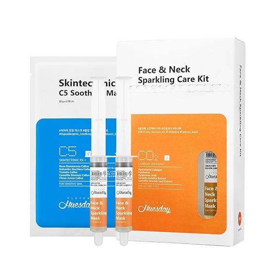 Face & Neck Sparkling Care Kit 25ml (0.85 fl oz) Gel + Dry Sheet + Soothing Sheet Mask - 3 SET | Homecare Kit, Carbonation Effect, Pore Cleaning, Sparkling Care Mask |