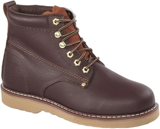 Rhino 61M28 6 inch Plain Toe Leather Work Boot - Brown (6.5)