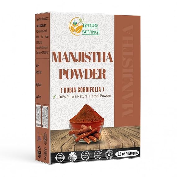 Herbs Botanica Manjistha Root Powder 100% Pure & Natural Rubia Cordifolia for Herbal Use Finely Ground Madder Root Powder for Skin Care, Wellness & DIY Beauty 5.3 oz Resealable Pack