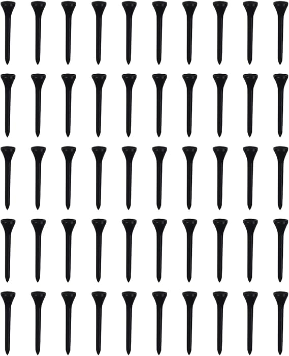 50 Pack Professional Golf Tees Plastic Black Golf Tees Tall Golf Tees Bulk Reduce Side Spin and Friction