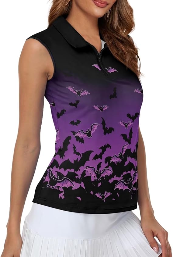Sleeveless Golf Polo Shirts for Women, Zip Women Sleeveless Golf Shirt, Tank Tops Polo Shirts for Summer