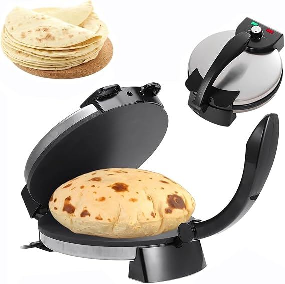 Electric Roti Maker,Non-Stick Automatic Adjustable Temperature Roti Maker Machine,10-Inch Electric Chapati Maker,Cooking Plate Double-Sided Heating for Pancakes, Crepes, Pizza & Pita
