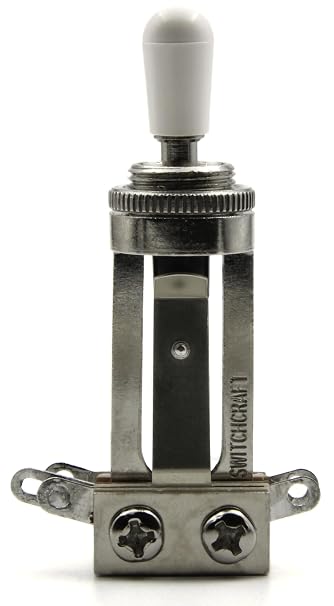 Switchcraft 3-Way Toggle Switch for Gibson Les Paul - Long Straight with Genuine White Switchcraft Tip