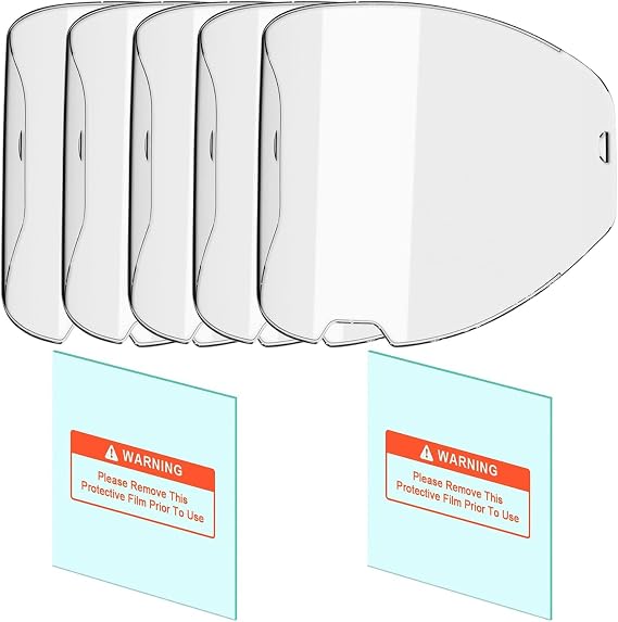 ANDELI 5 PCS Large Viewing Screen Outer Replacement Lens and 2 Pcs Inner Replacement Lens for ANDELI Red Cat MOON3SC1LEDS MOON LED MOON LED PRO Welding Helmet