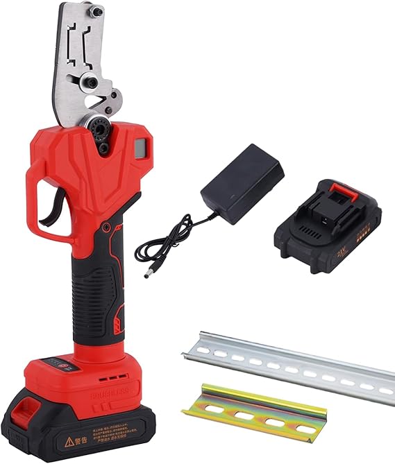 MXBAOHENG Electric Din Rail Cutter Tool Double Groove with Rechargeable Battery for Cutting 35mm Wide, 7.5mm High Slotted Aluminium and Steel Din Rails