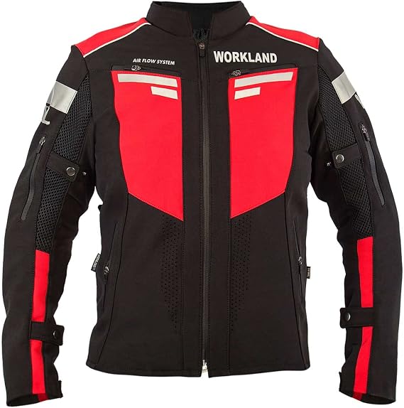 WORKLAND Summer Motorcycle Jacket for Men - Adventure and Touring Motorbike Biker Riding Jacket - Armored Motorcycle Shirt with Protective Gear - Mesh Protective Reflector for Sports, Racing Black