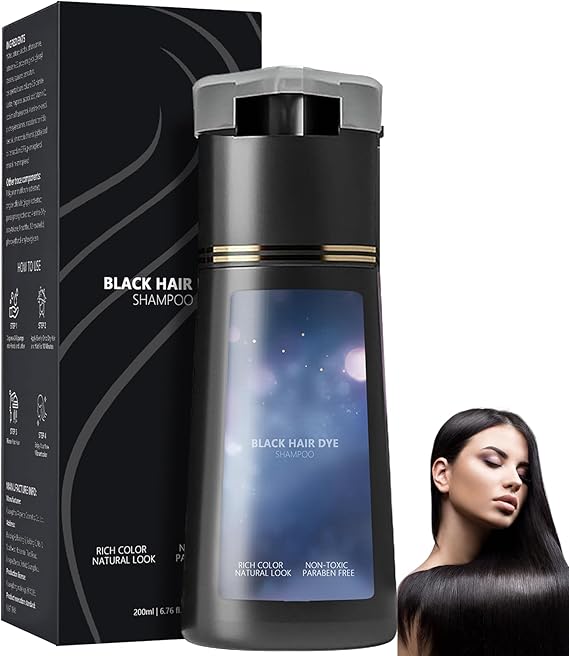 Hair Dye Shampoo, Black Hair Care Instant Dye Shampoo, Sham-poo for Grey Hair, 3 in 1 Instant Hair Dye Sham-poo, Anti Grey Shampo-o, Hair Colour Shampo-o (Black)