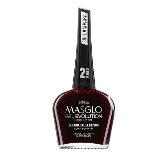 MASGLO GEL EVOLUTION Nail Polish Gel Effect, No UV/Led Lamp Required, Duration up to 12 day, 1 peice color (GOMELA) Gel sin necesidad de lampara UV/Led, hasta 12 dias de duracion
