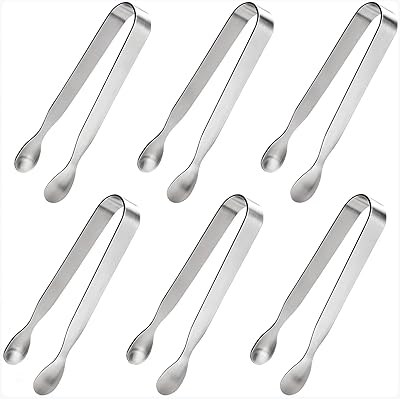 Ice Tongs Sugar Cubes Tongs - 6 Pack Stainless Steel Mini Serving Tongs for Appetizers Tea Party Coffee Bar 6 PCS