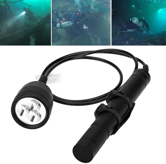 Sicherheit von 3000LM Primärkanister -Tauchlicht, 3 LEDs Scuba Tauch -Taschenlampe Unterwasser 150M Torch für professionelles Tauchen/Höhlentauchen (Batterien Nicht enthalten)
