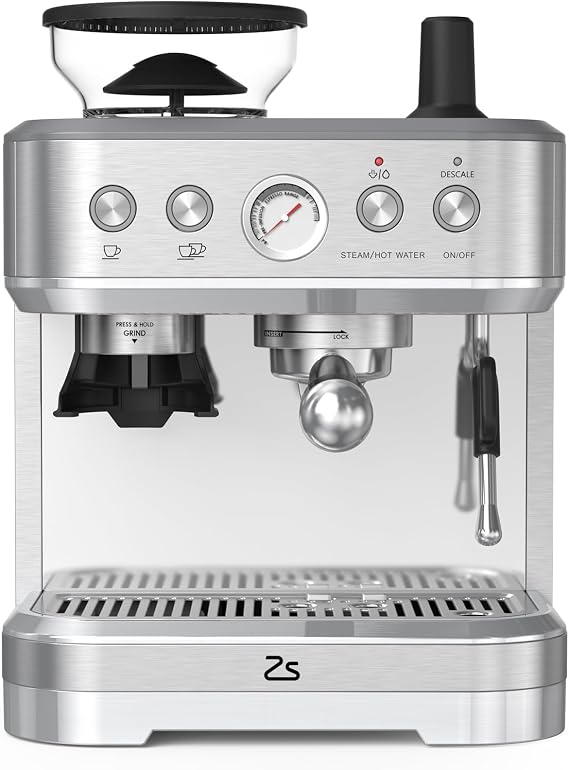 Espresso Machine with Built-in Grinder, 15 Bar Italian ULKA Pump, Dual PID Control & Milk Frother, 85oz Large Water Tank, Auto-Cleaning for Perfect Lattes/Cappuccinos, Home Barista Coffee Maker