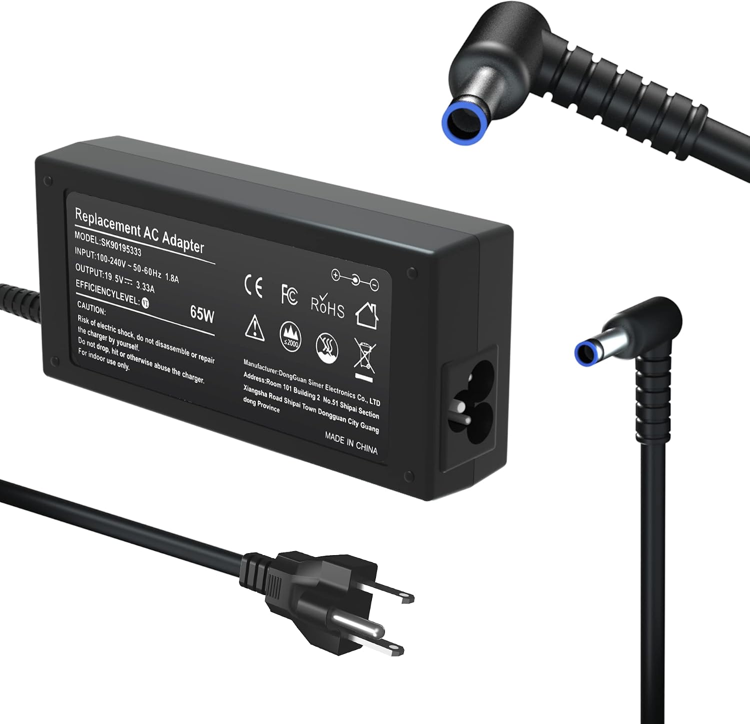 Replacement HP 65W AC Adapter for HP Envy 15 17 X360, HP Pavilion, Elitebook 840, ProBook, Chromebook 11 14 Notebook Laptop Charger Power Cord Supply 19.5V 3.33A - 4.5 x 3.0mm