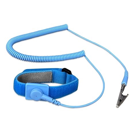 Anti Static Wrist Strap 11" Grounding Bracelet with Alligator Clip, Blue