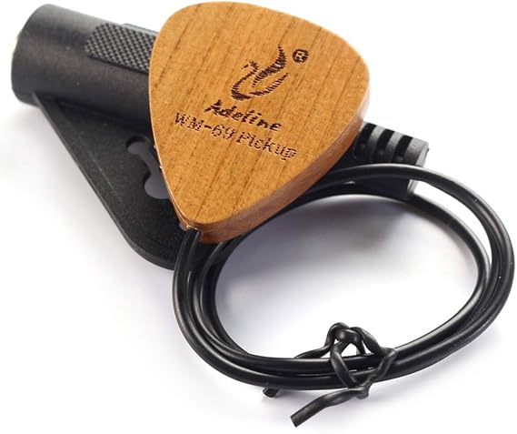 Adeline Ukulele pickup transducer, It's suitable for Classical Acoustic Guitar Violin Viola Banjo Mandolin Ukulele Uke Cello, can "eq" the sound with placement front,side,back etc. (Heart)