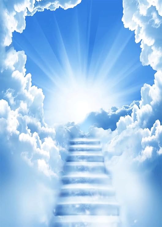 BELECO 5x7ft Fabric Heaven Backdrop Stairs to Heaven Photography Backdrop Paradise Stairway Holy Light Easter Background Heaven Sent Theme Decorations Church Event Banners Christian Religious Backdrop