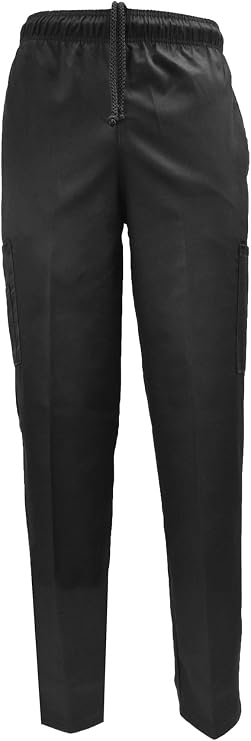 Natural Uniforms Classic Baggy 6 Pocket Black Chef Pants Kitchen Work Uniform