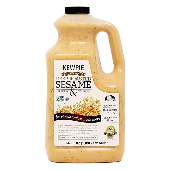 Kewpie Creamy Deep Roasted Sesame Dressing, 64 FL. OZ (1.81L) 1/2 Gallon, Rich Umami, Multipurpose Dressing, Bold Sesame Flavor
