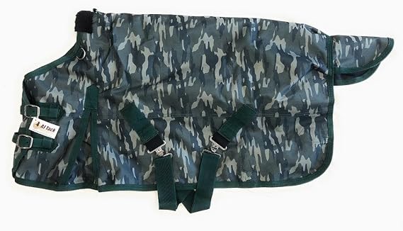 1200D Waterproof Winter Miniature Horse Blanket - 300g Heavyweight Turnout with Fleece Collar, Shoulder Gussets & Tail Flap - Camouflage 38"
