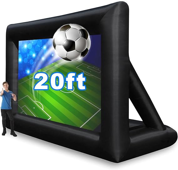 GZKYYLEGS 20 Feet Inflatable Outdoor and Indoor Theater Projector Screen - Includes Air Blower, Tie-Downs and Storage Bag - Portable, Supports Front and Rear Projection