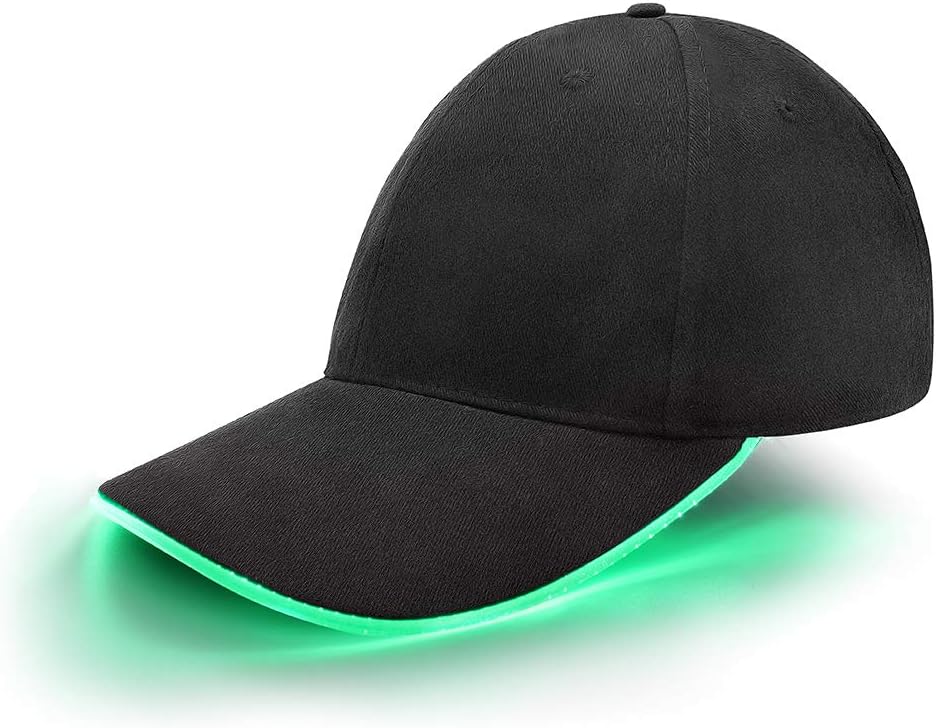 JIGUOOR LED Baseball Cap, Illuminated Flashing LED Light up Cap Men, Festival Hat TIK Tok Party Outfit, Festival Rave Accessories Glowing Golf Hat as Birthday Gifts for Men Boys in LED Brim