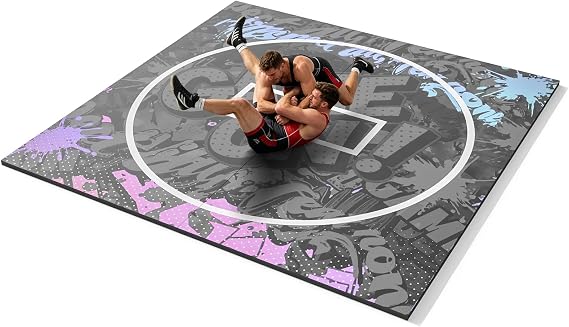 10'x10' Foldable Wrestling Mat, 1.18inch XPE Foam BJJ Mats for Home, Folding Jiu Jitsu Mats for Garage, Non-Slip Exercise Mats for Judo, Martial Arts, Indoor & Outdoor
