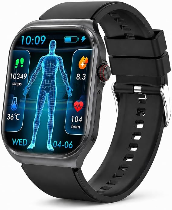 Smart Watch for Adults & Seniors, 1.87" Large Easy-to-Read Display, Bluetooth Calls, Heart Rate & SpO2, Sleep & Stress Tracking, 110+ Sports Modes, IP68, for Android & iPhone